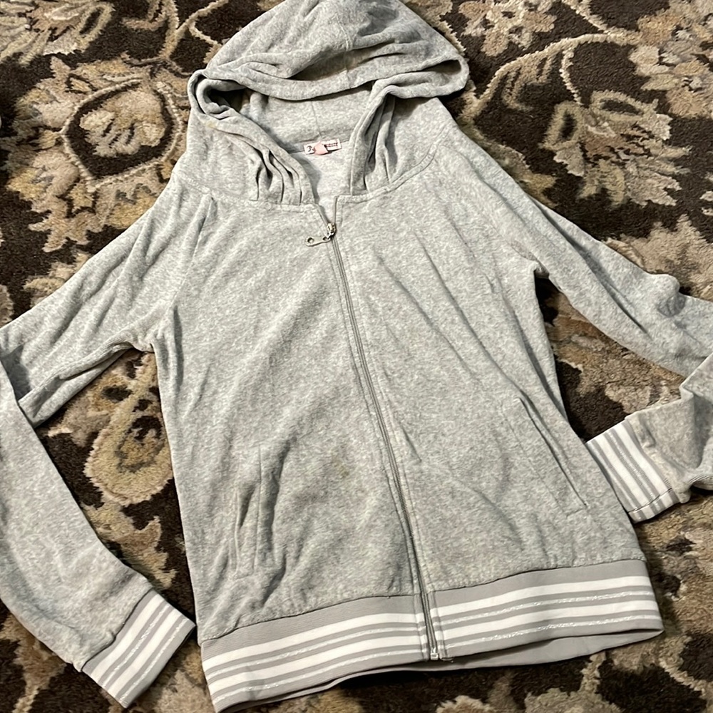 Juicy couture Gray striped edges Hoodie. Xs